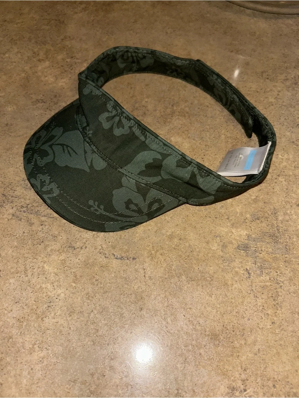 Janie and Jack hat - army green hibiscus print visor